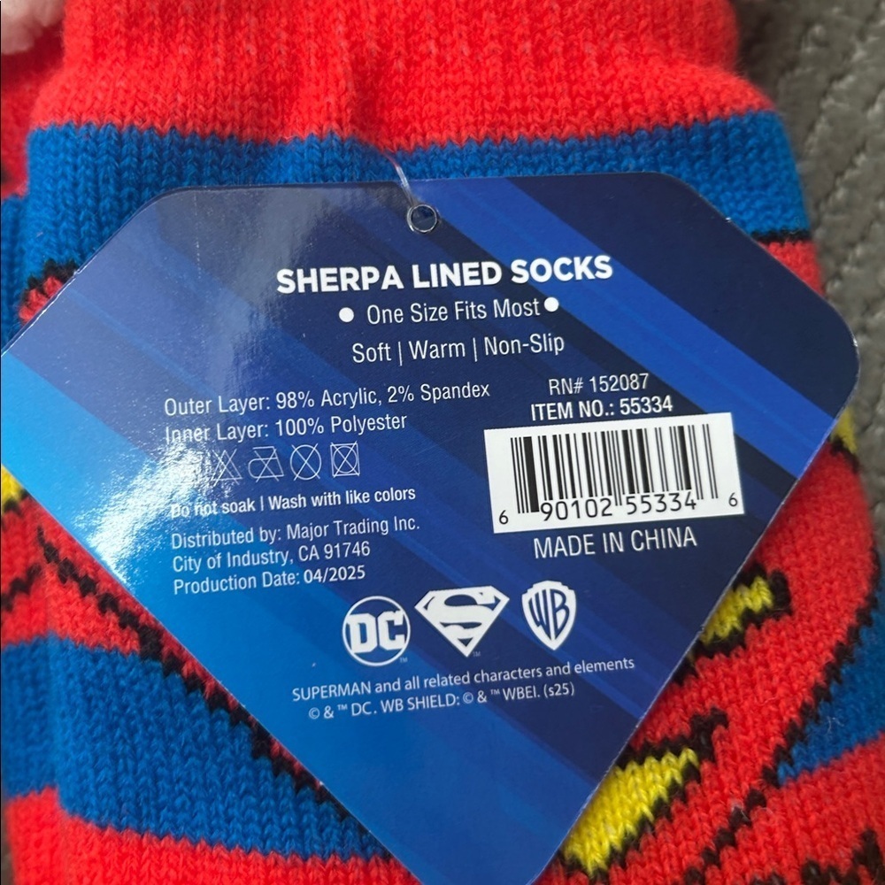 DC Superhero Sherpa Lined Gripper Bottom Socks 3pk Wonderwoman Batman Superman - Picture 2 of 5